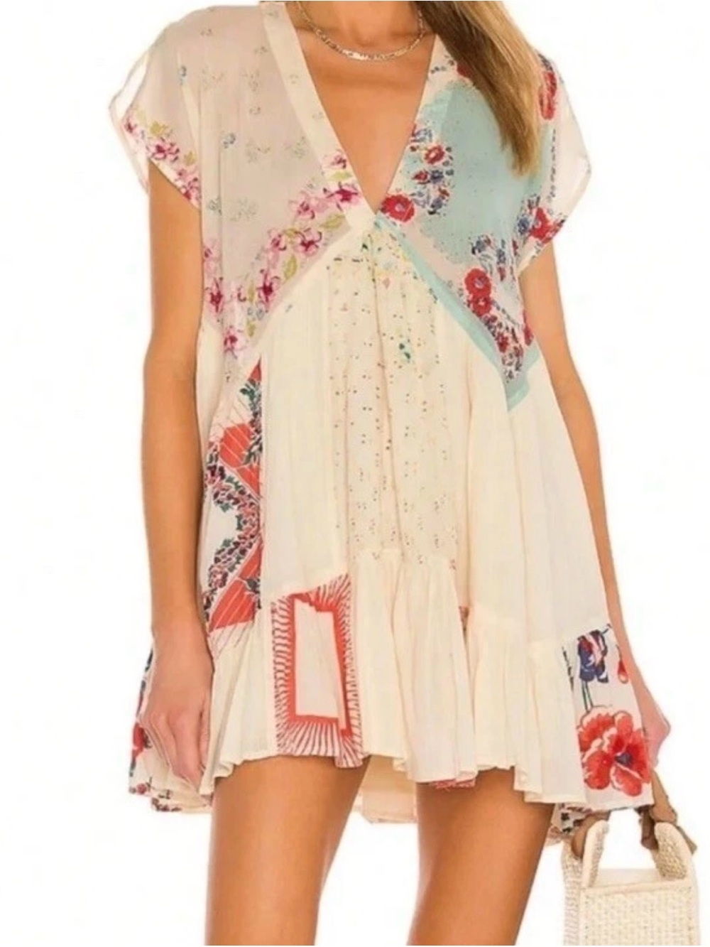 FREE PEOPLE Mended With Scarves Mini Dress XL NWOT (Discontinued)